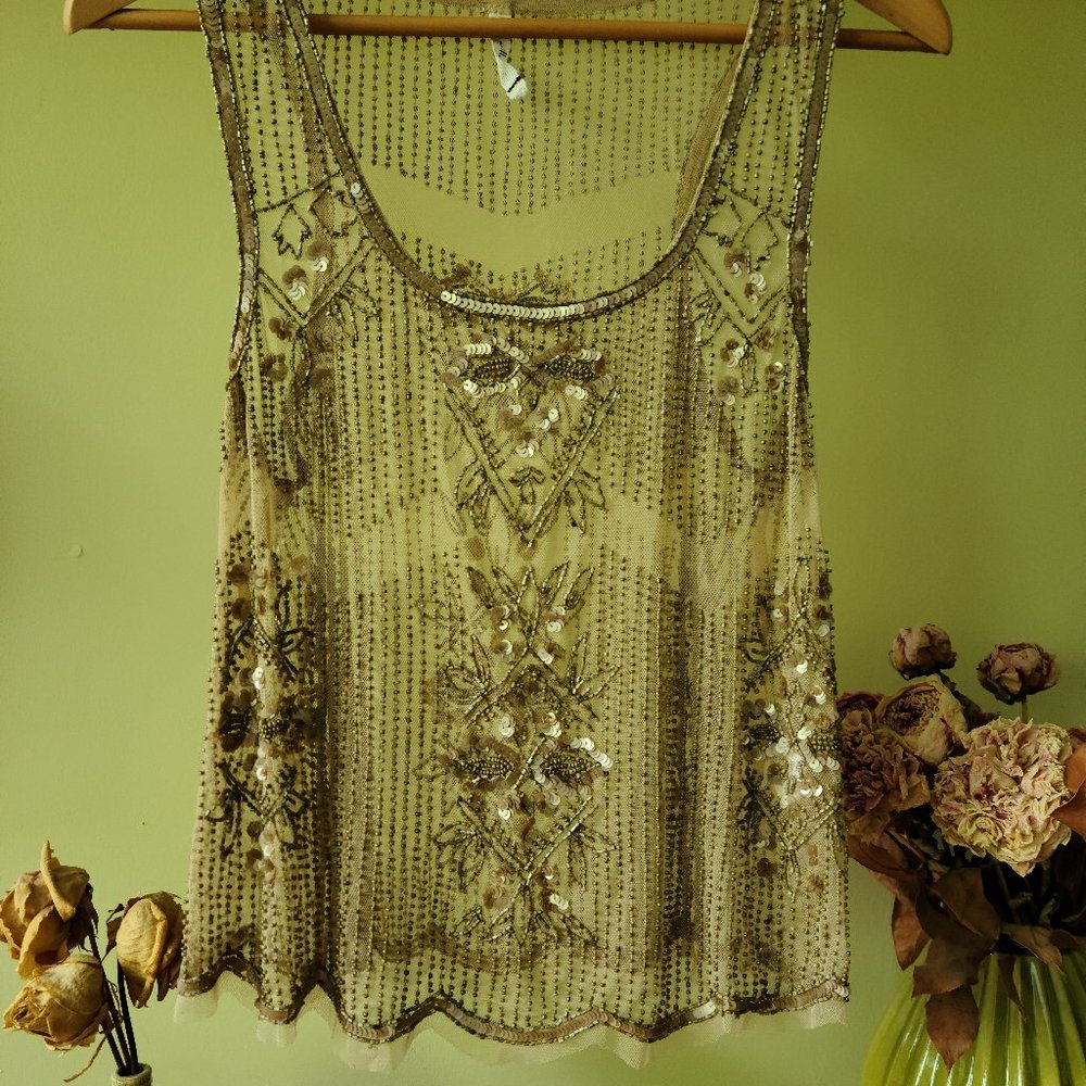 Sheer beaded tank